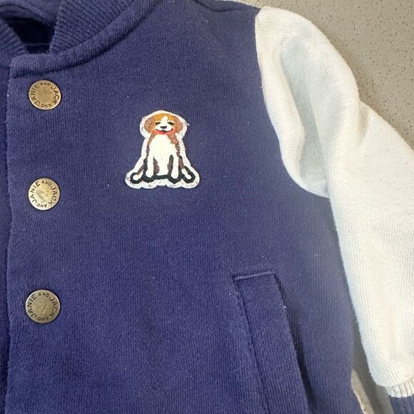 Janie and Jack navy blue varsity jacket with buttons size 6-12 months - Picture 2 of 5